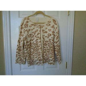 Chico's Leopard Print Crochet Trim Fly Away Cardigan, XL